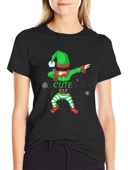 Cute Elf Dabbing Graphic Tee - Holiday Fun