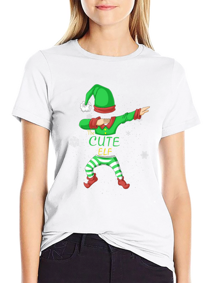 Cute Elf Dabbing Graphic Tee - Holiday Fun