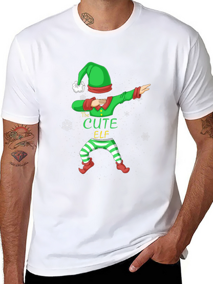 Cute Elf Dabbing Graphic Tee - Holiday Fun