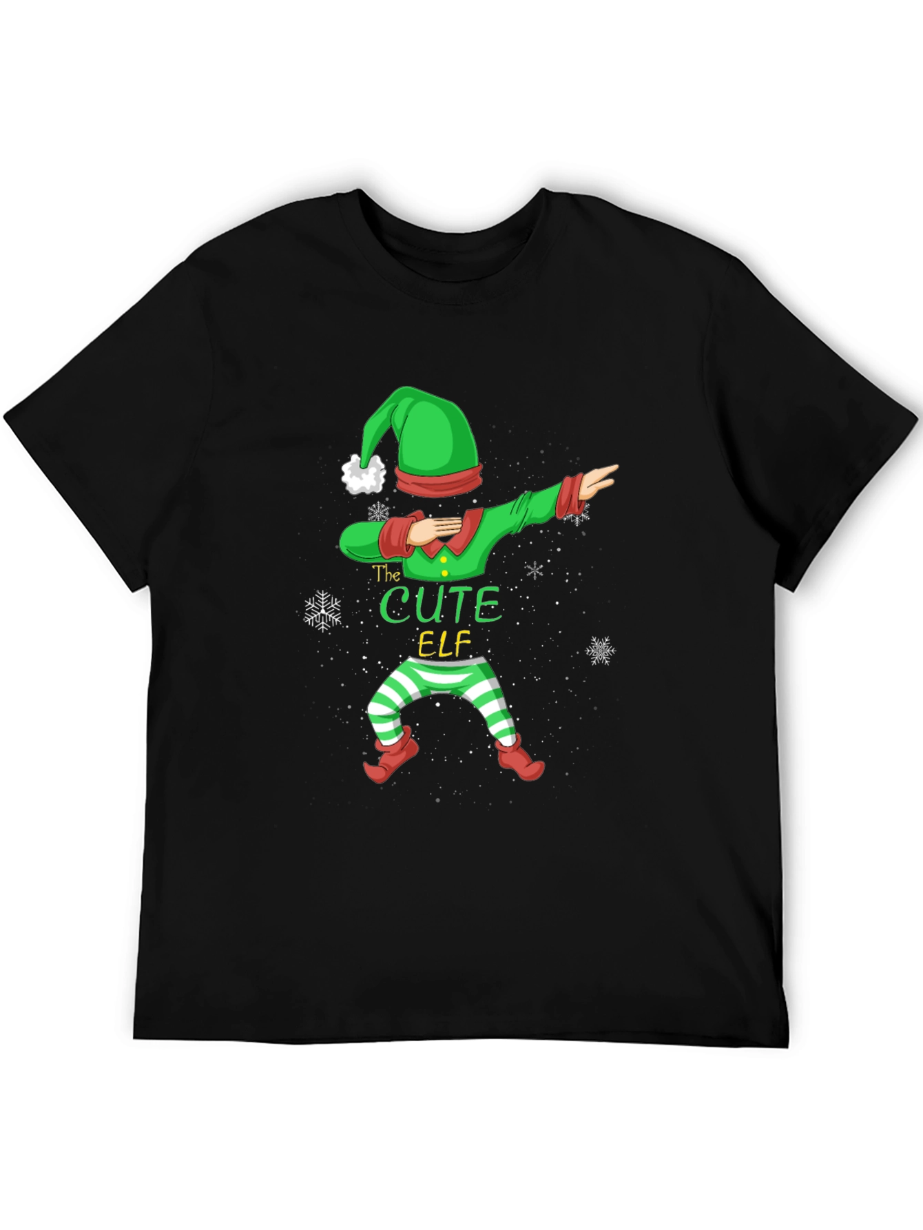 Cute Elf Dabbing Graphic Tee - Holiday Fun