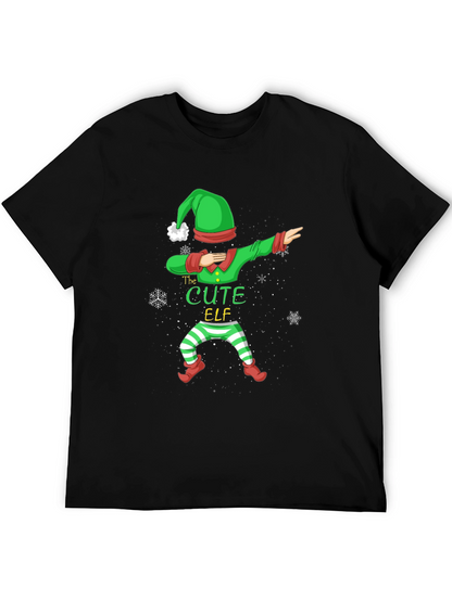 Cute Elf Dabbing Graphic Tee - Holiday Fun