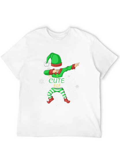Cute Elf Dabbing Graphic Tee - Holiday Fun