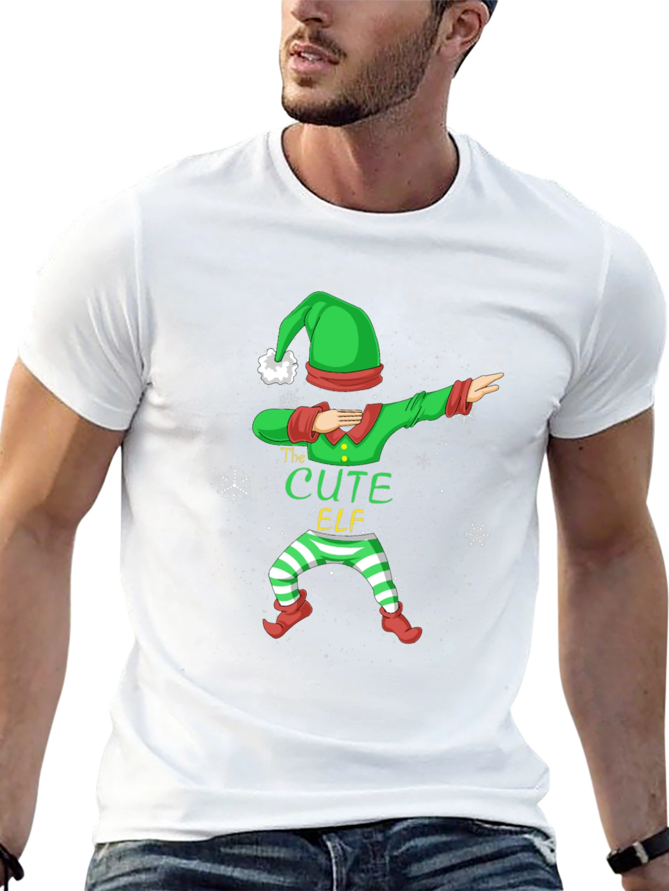 Cute Elf Dabbing Graphic Tee - Holiday Fun