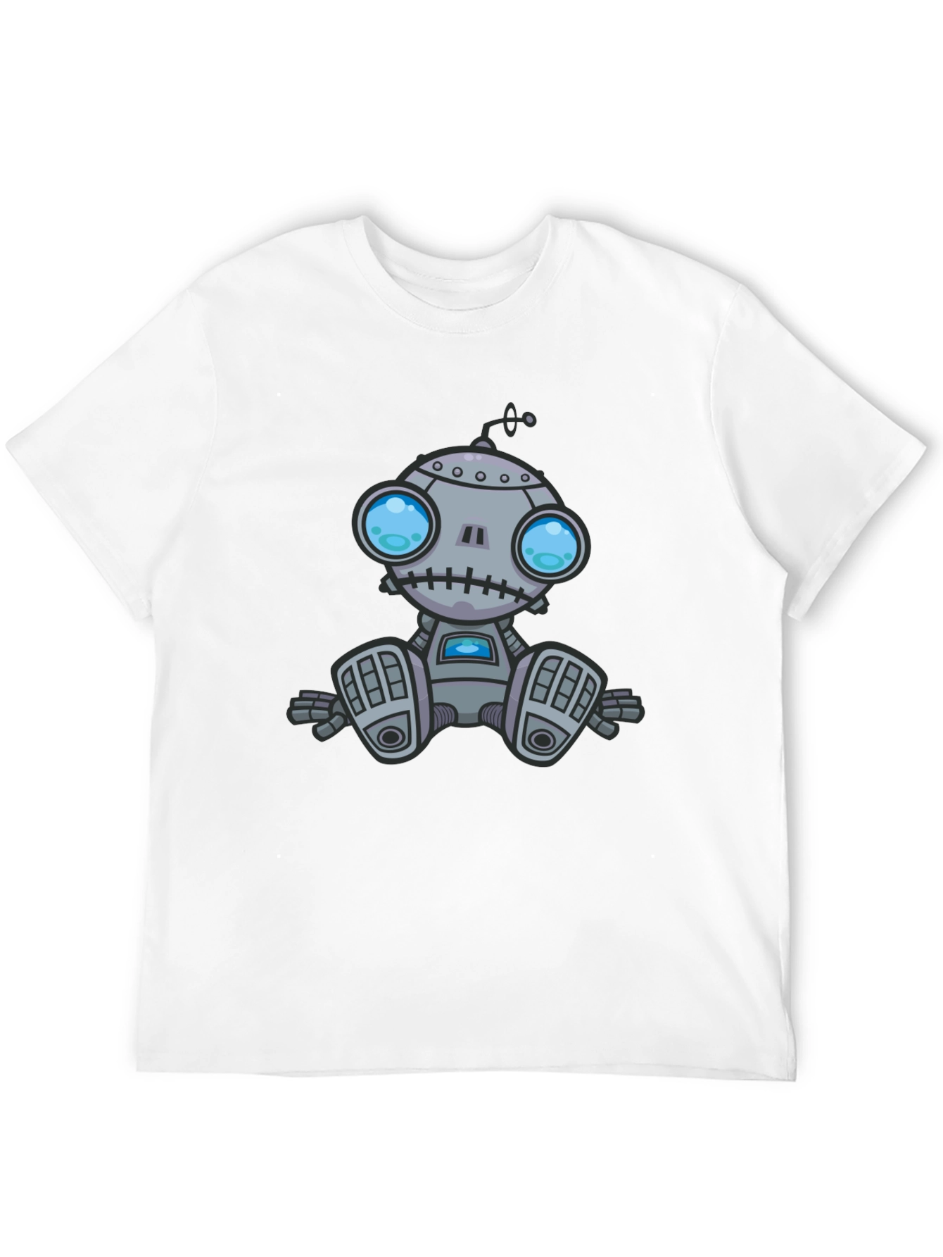 Robot Graphic Print Black T-Shirt