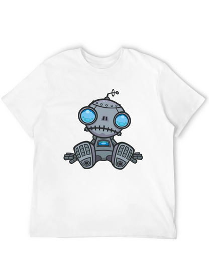 Robot Graphic Print Black T-Shirt