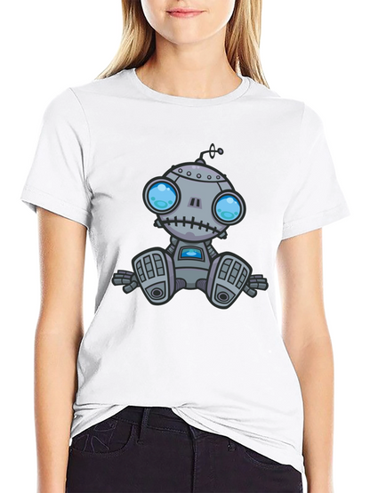 Robot Graphic Print Black T-Shirt