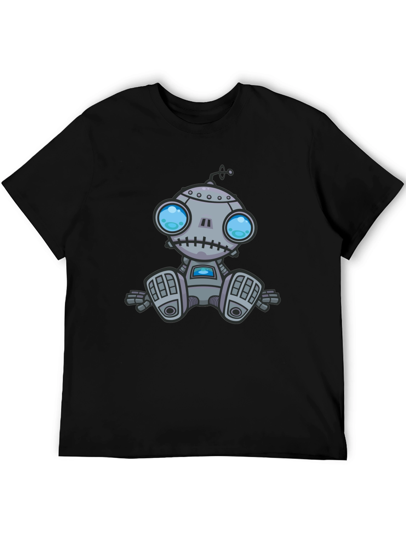 Robot Graphic Print Black T-Shirt