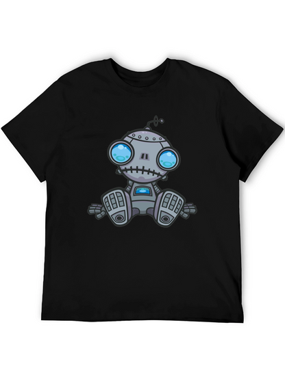 Robot Graphic Print Black T-Shirt