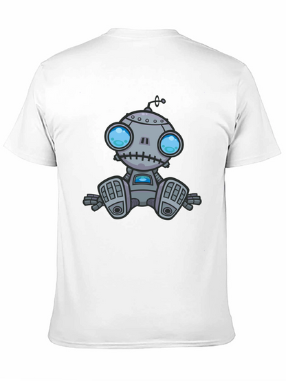 Robot Graphic Print Black T-Shirt