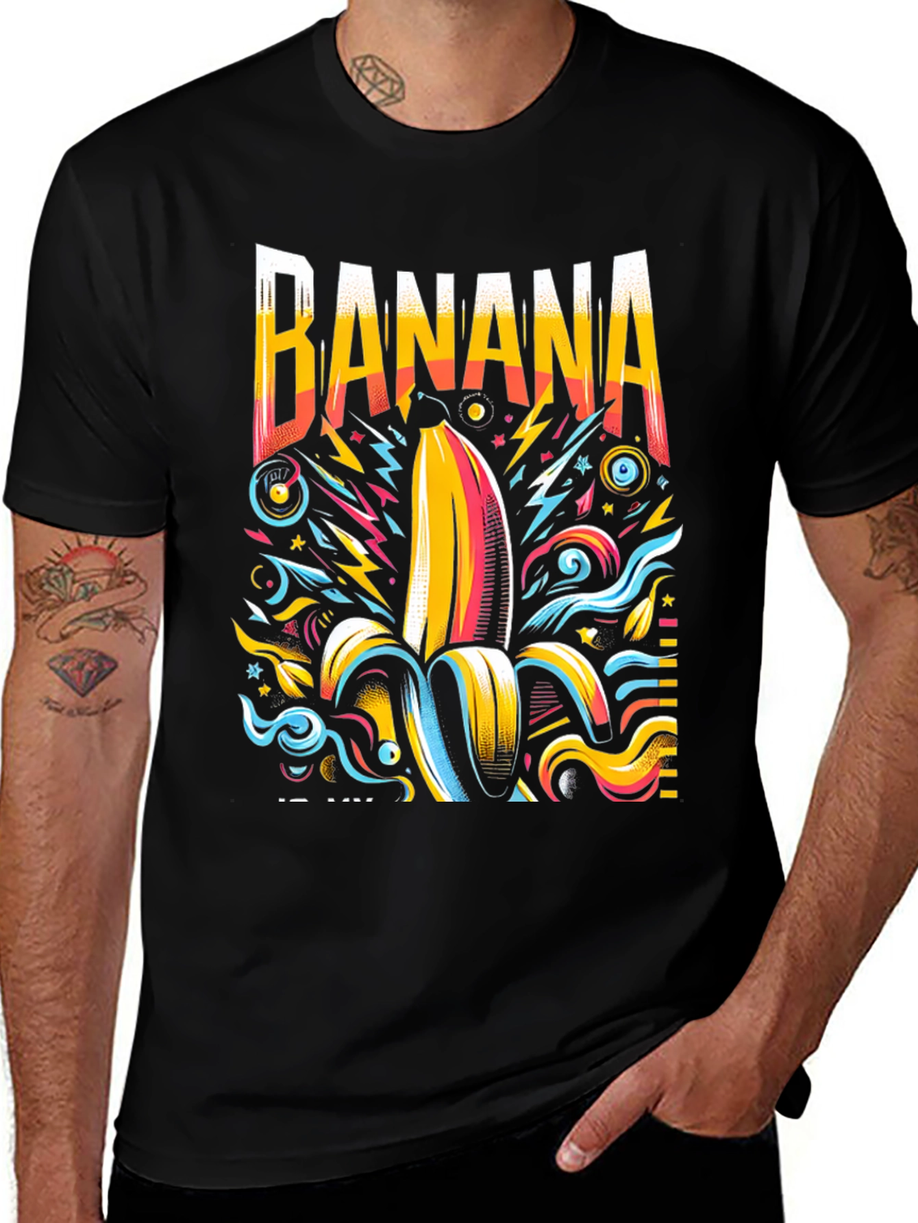 Funky Banana Graphic Tee - Mens Black T-Shirt