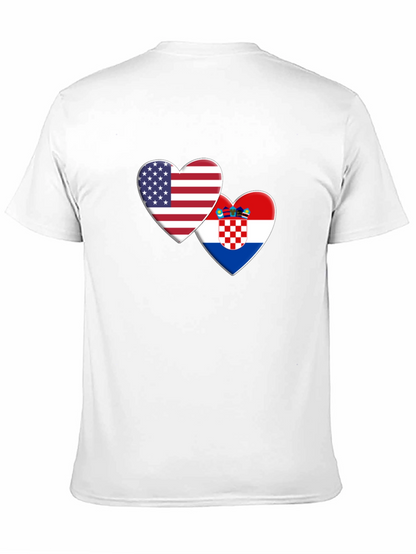 USA and Croatia Flag Hearts Graphic T-Shirt