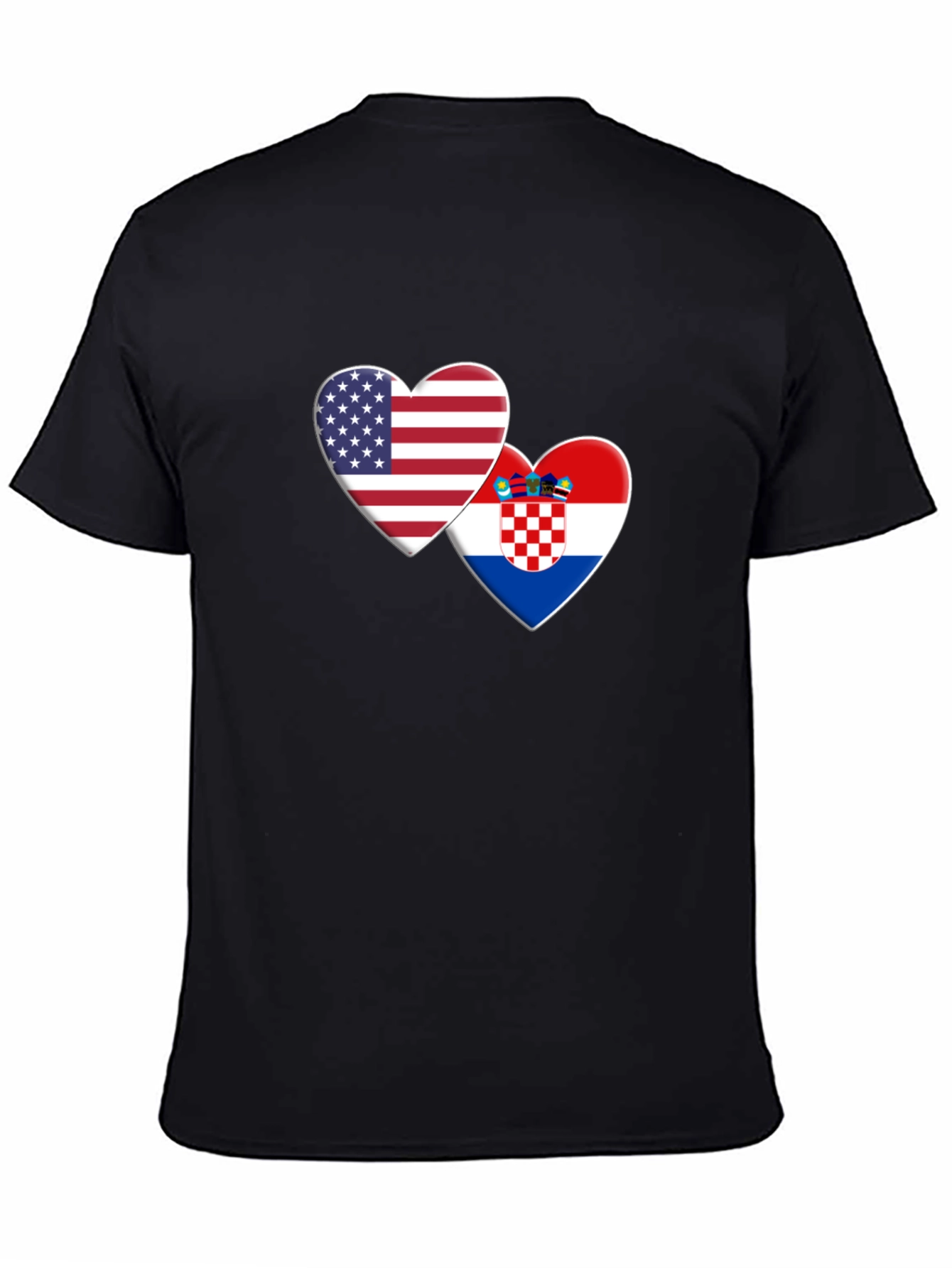 USA and Croatia Flag Hearts Graphic T-Shirt