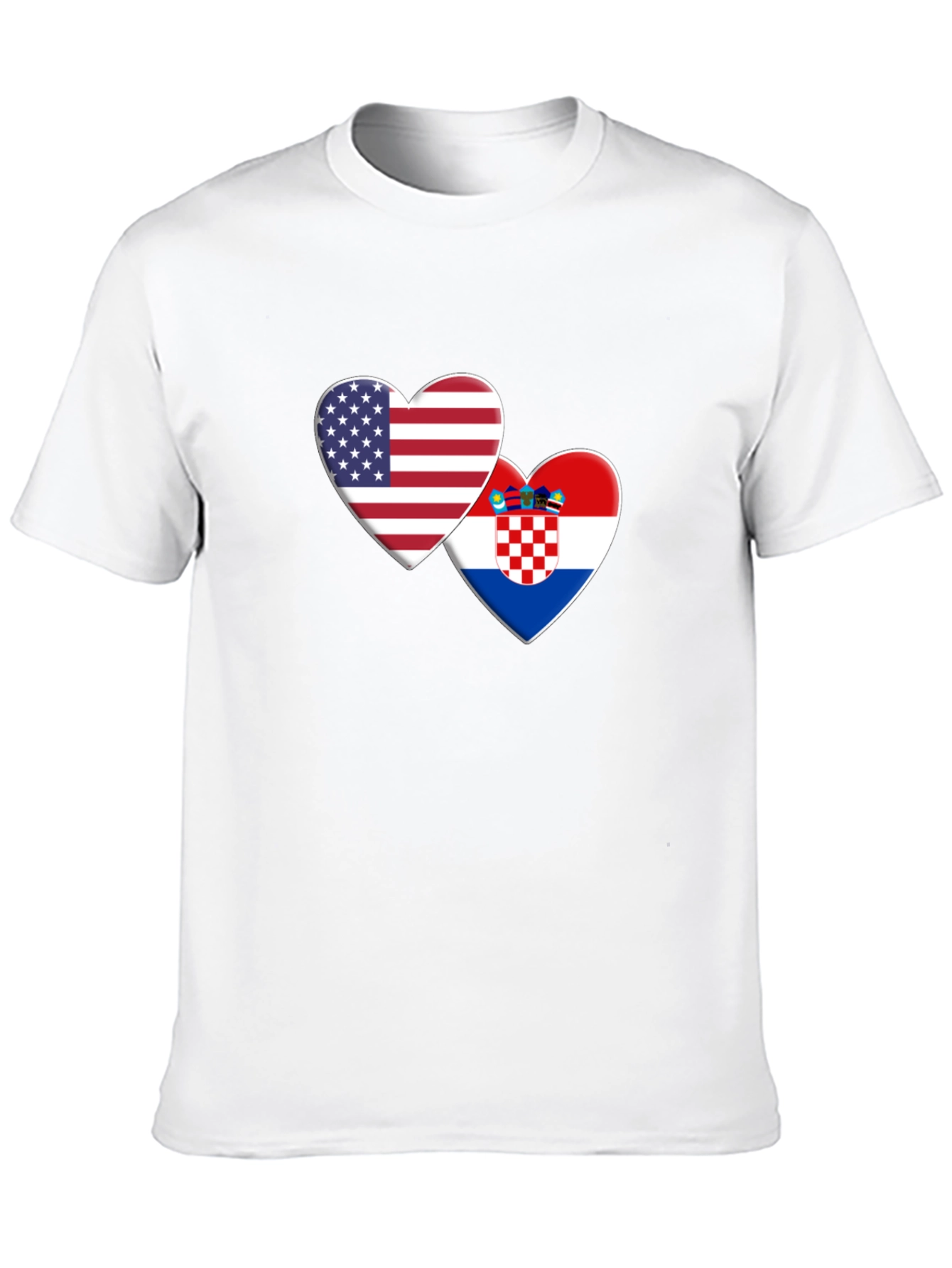 USA and Croatia Flag Hearts Graphic T-Shirt