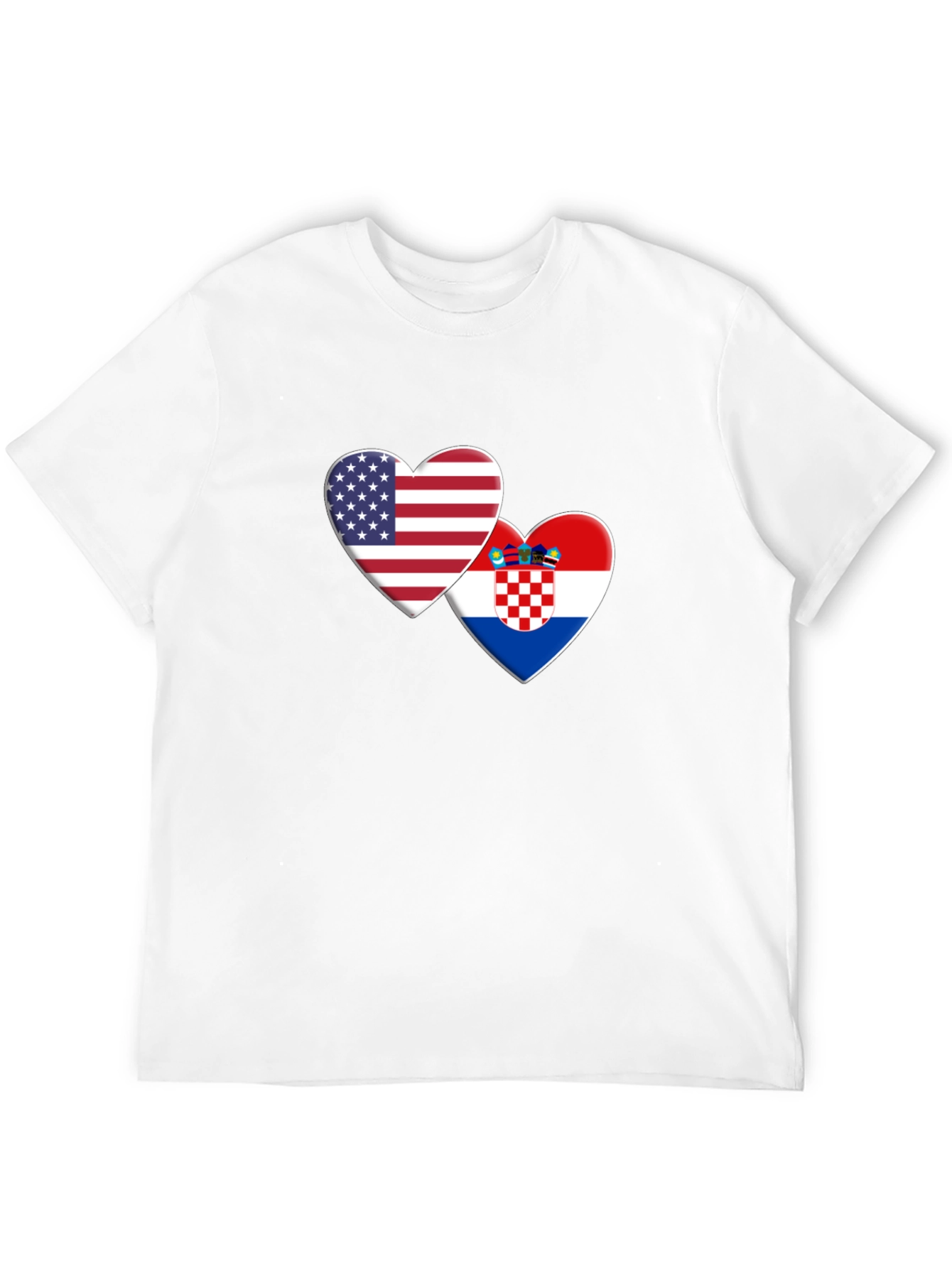 USA and Croatia Flag Hearts Graphic T-Shirt