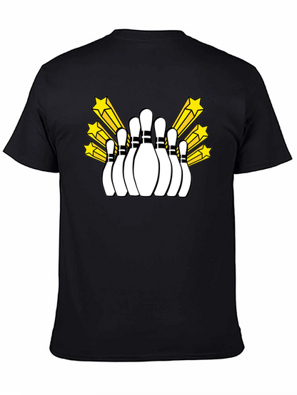 Bowling Pins and Stars Graphic Tee - Black T-Shirt