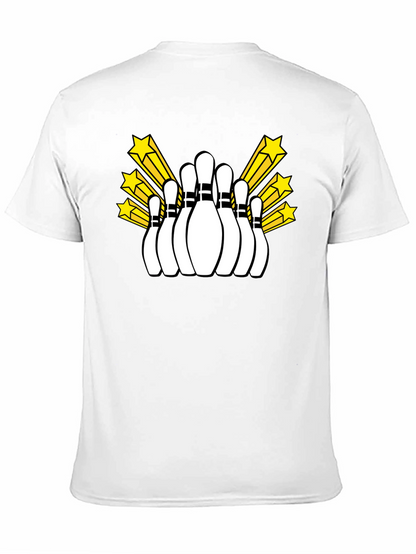 Bowling Pins and Stars Graphic Tee - Black T-Shirt