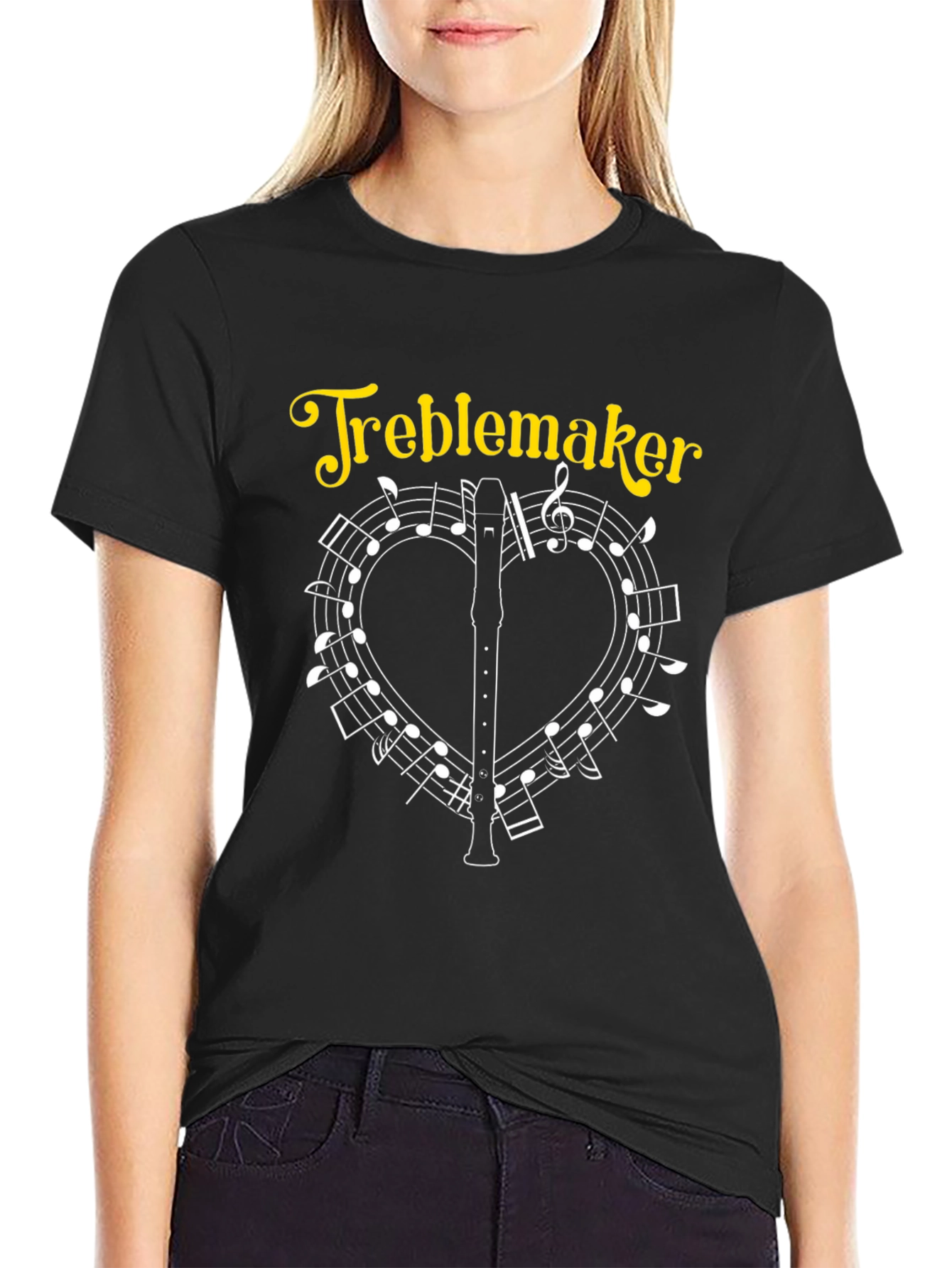 Treblemaker T-Shirt Music Heart Flute Musician Tee