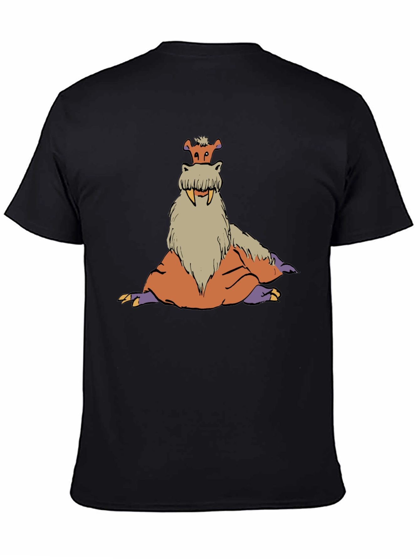 Tusked Beast Graphic Tee - Black Cotton T-Shirt