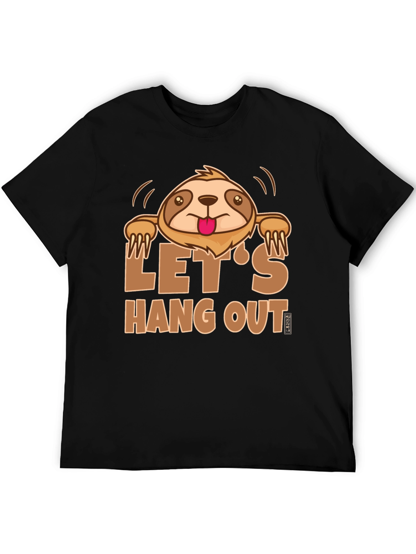 Lets Hang Out Sloth Graphic Tee - Black