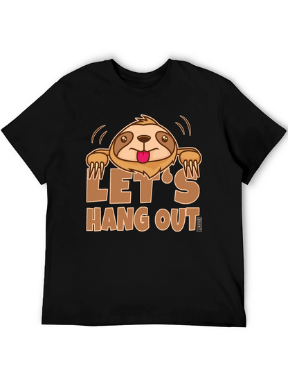 Lets Hang Out Sloth Graphic Tee - Black