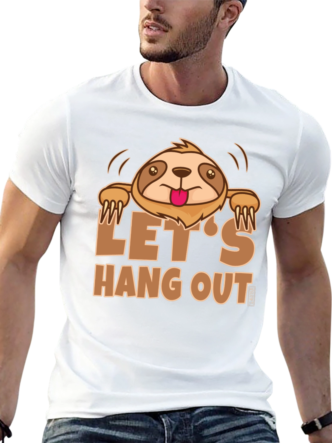 Lets Hang Out Sloth Graphic Tee - Black