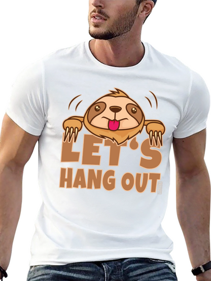 Lets Hang Out Sloth Graphic Tee - Black