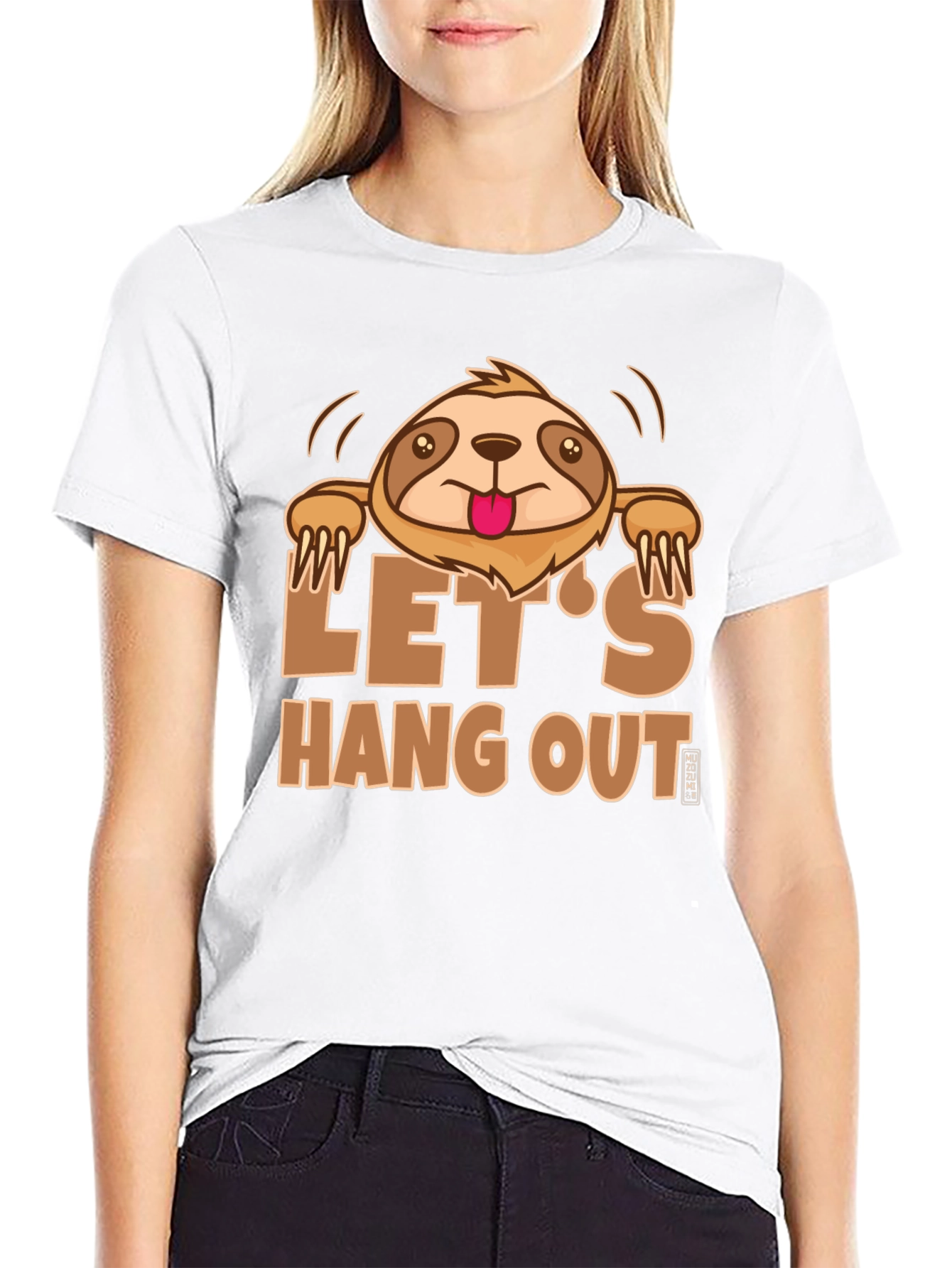 Lets Hang Out Sloth Graphic Tee - Black