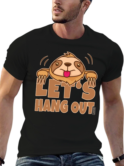 Lets Hang Out Sloth Graphic Tee - Black