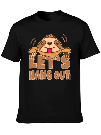 Lets Hang Out Sloth Graphic Tee - Black