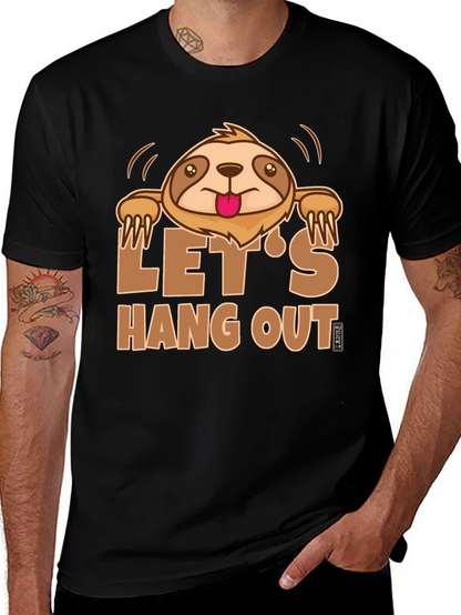 Lets Hang Out Sloth Graphic Tee - Black