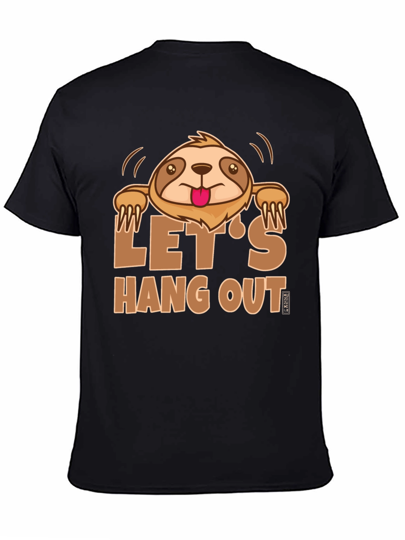 Lets Hang Out Sloth Graphic Tee - Black