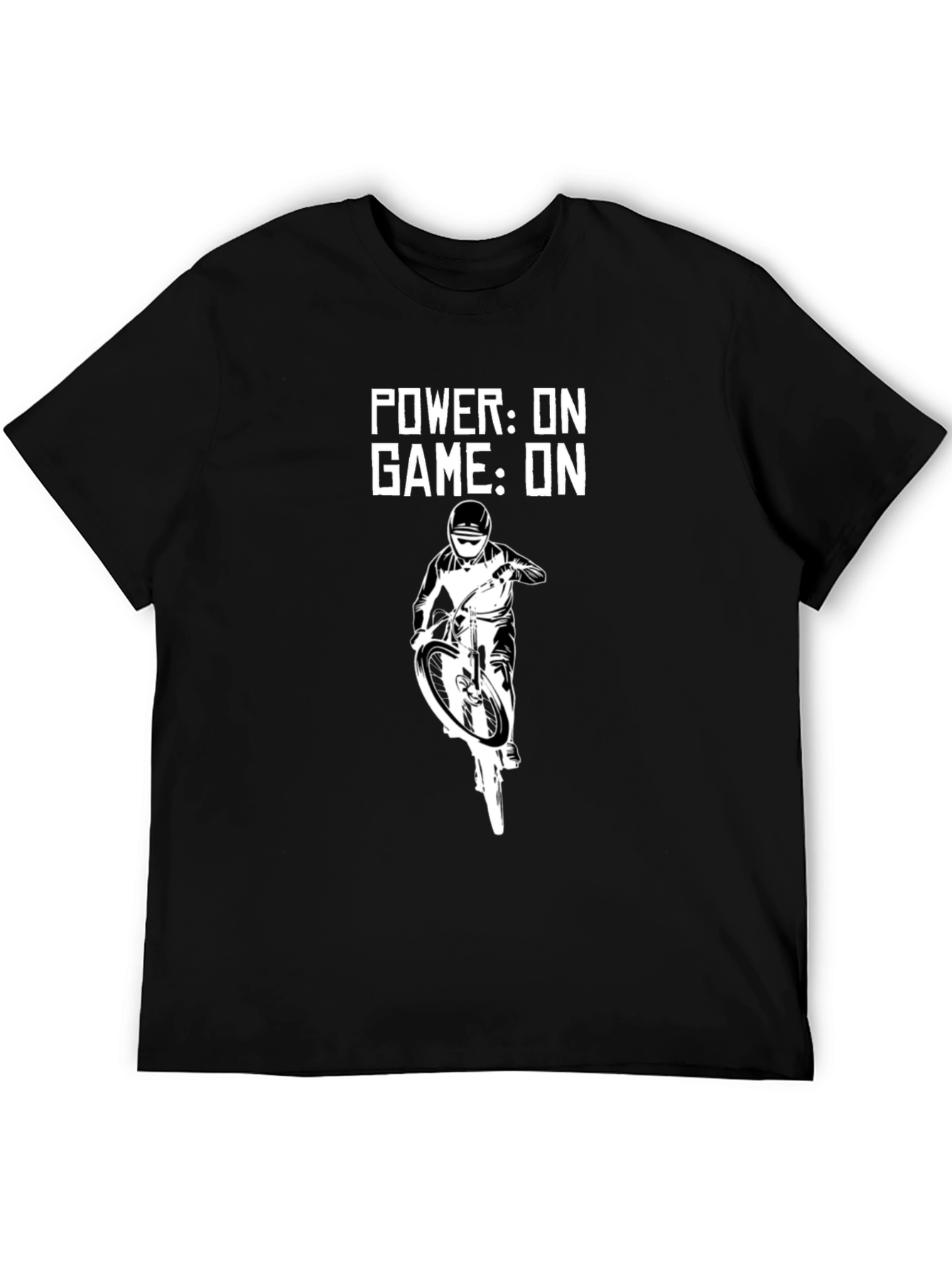 Power On Game On Mountain Biker Black T-Shirt