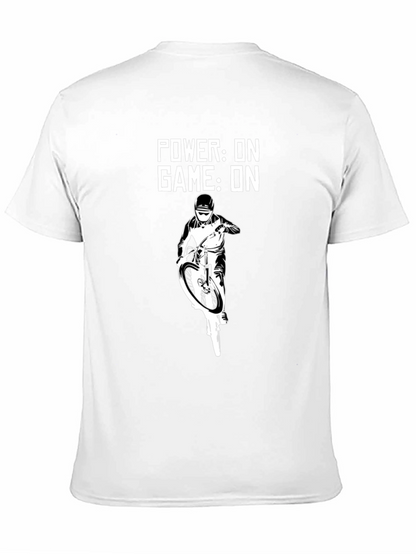 Power On Game On Mountain Biker Black T-Shirt