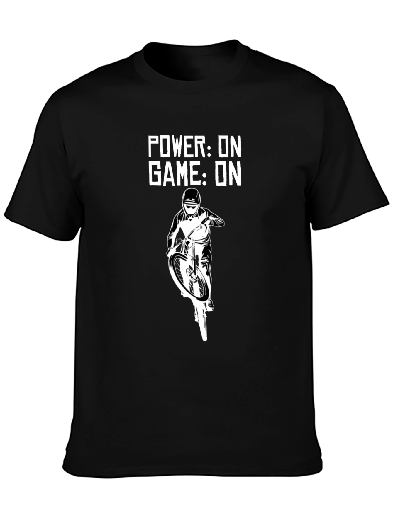Power On Game On Mountain Biker Black T-Shirt