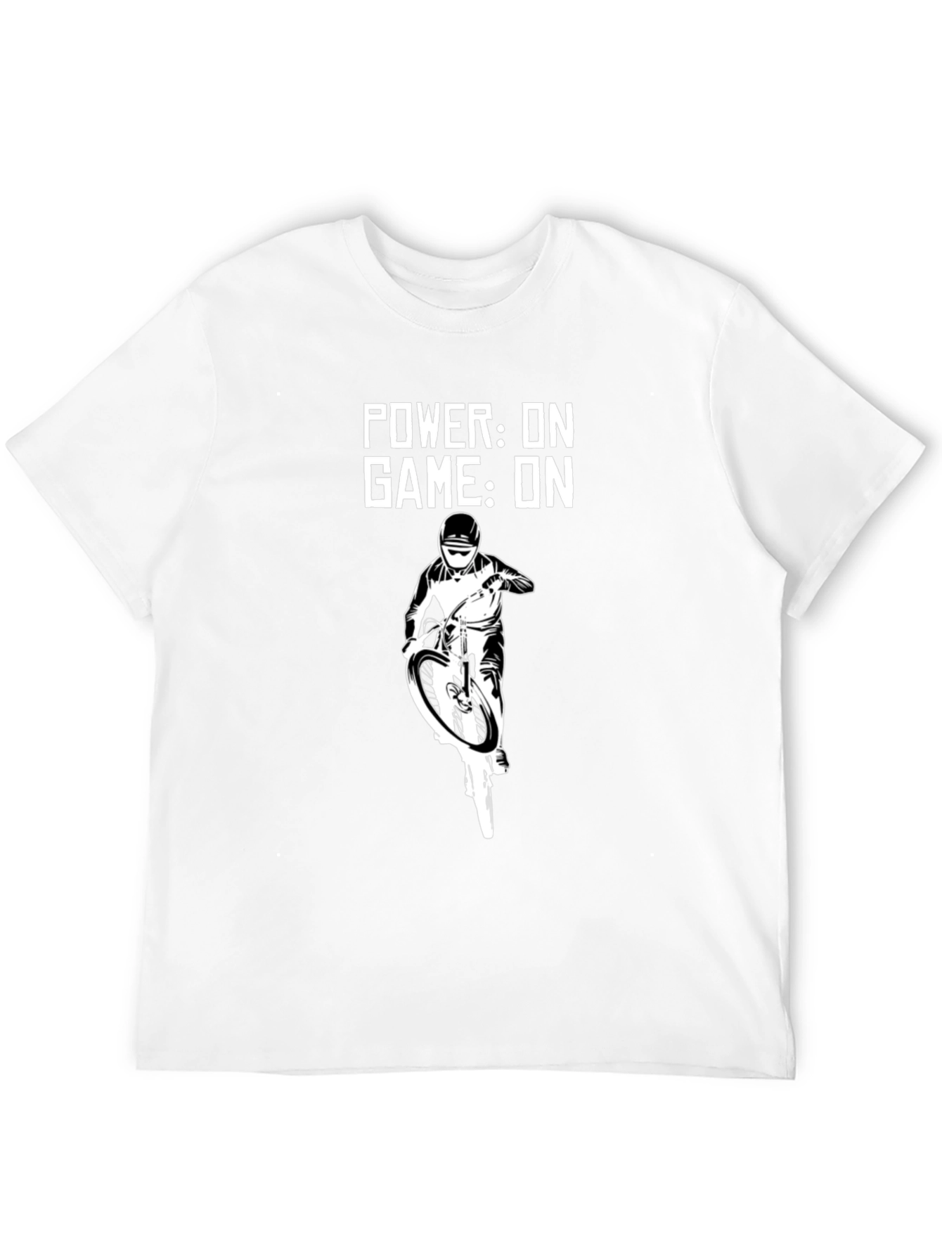 Power On Game On Mountain Biker Black T-Shirt