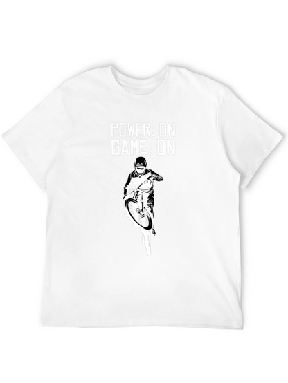 Power On Game On Mountain Biker Black T-Shirt