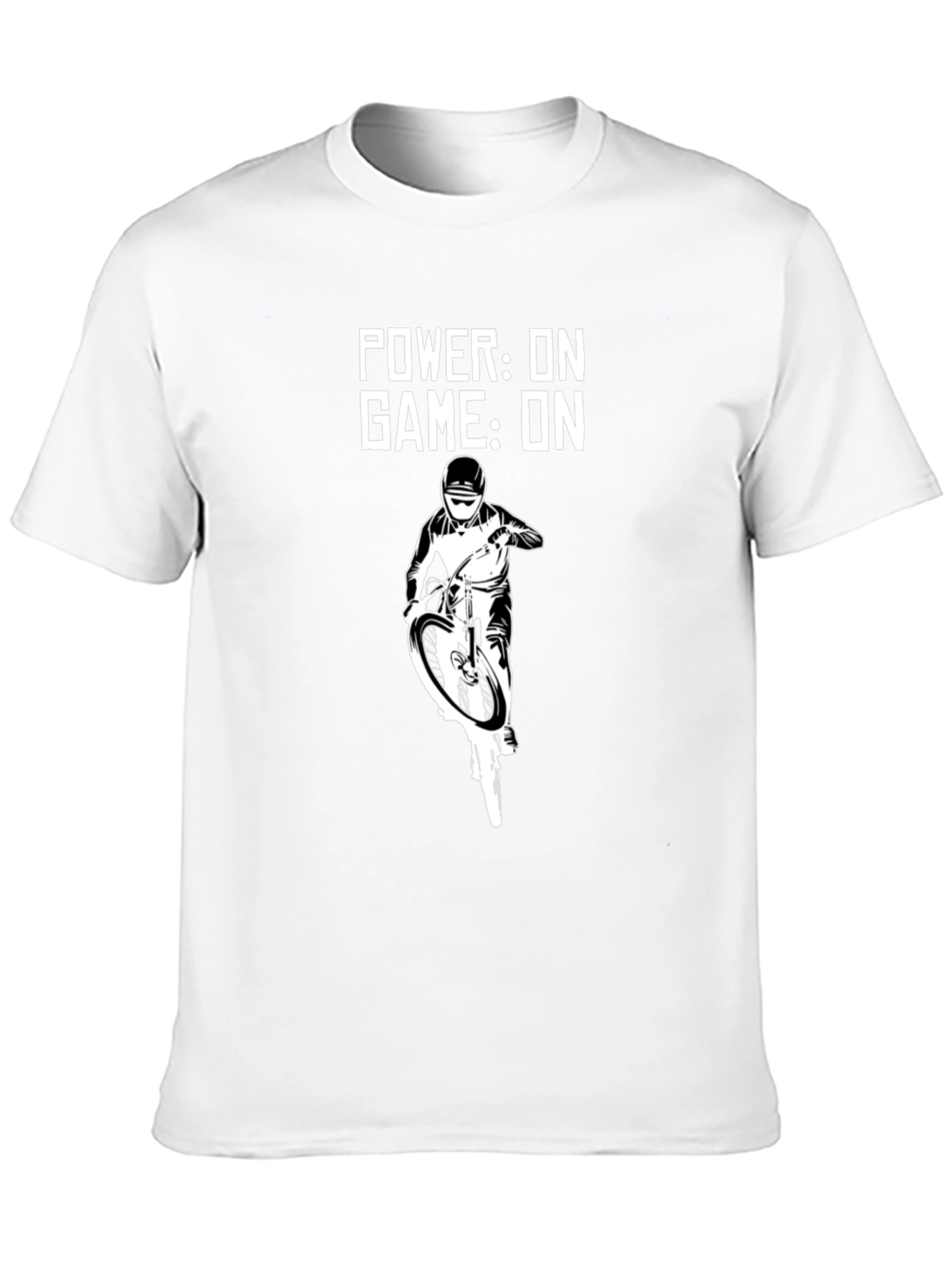 Power On Game On Mountain Biker Black T-Shirt