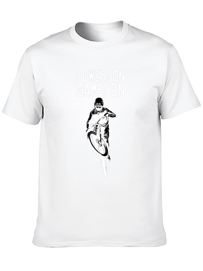 Power On Game On Mountain Biker Black T-Shirt