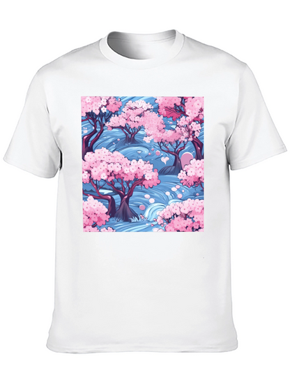Sakura River Graphic Tee - Nature Inspired Design