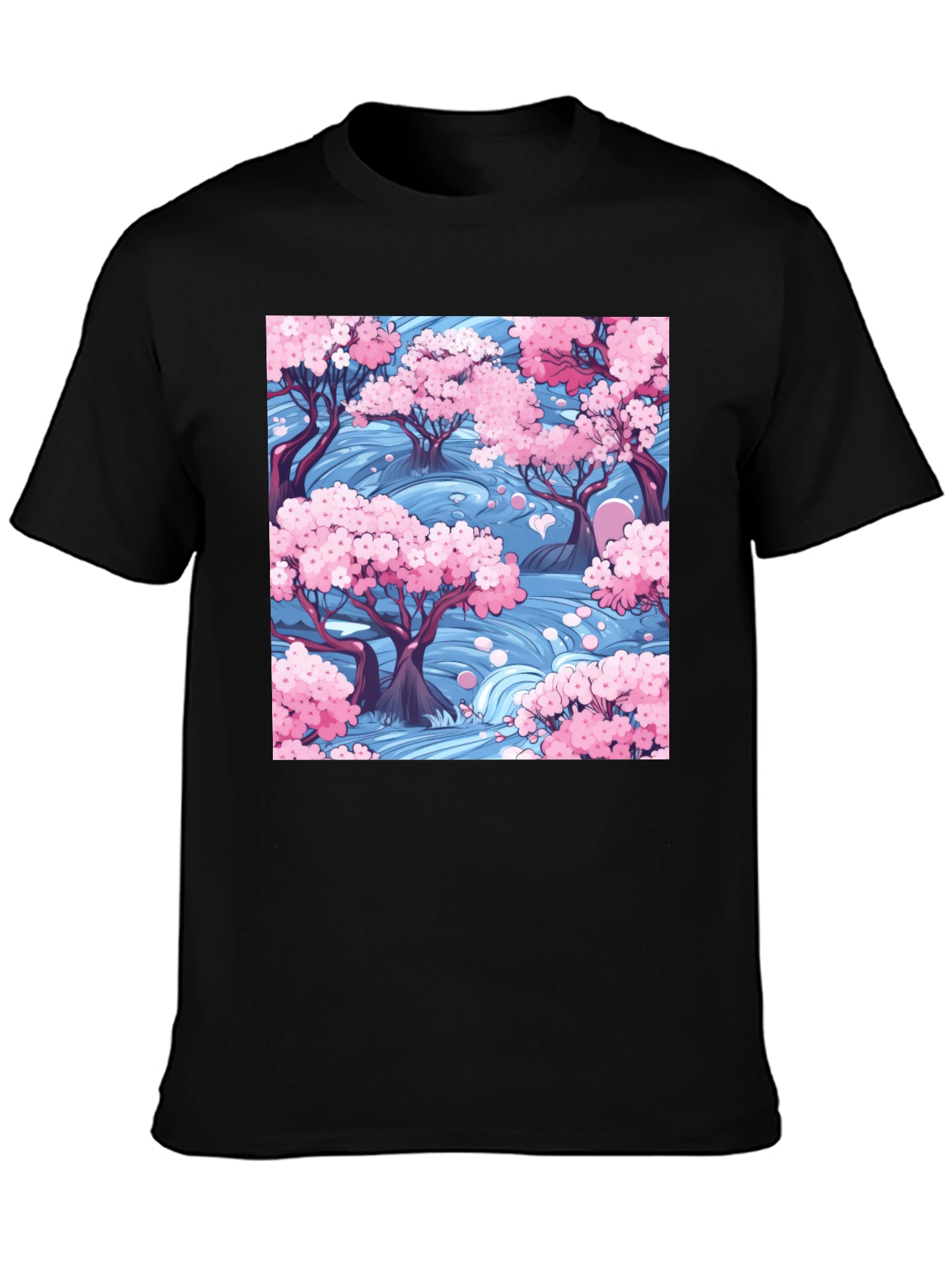 Sakura River Graphic Tee - Nature Inspired Design