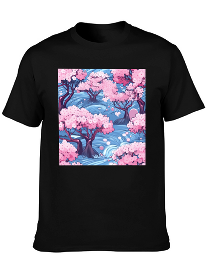 Sakura River Graphic Tee - Nature Inspired Design