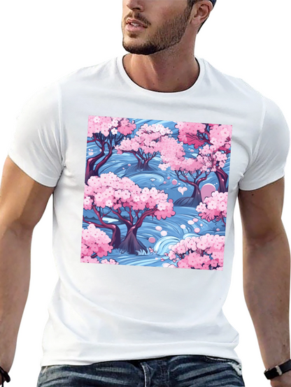 Sakura River Graphic Tee - Nature Inspired Design