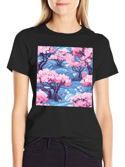 Sakura River Graphic Tee - Nature Inspired Design