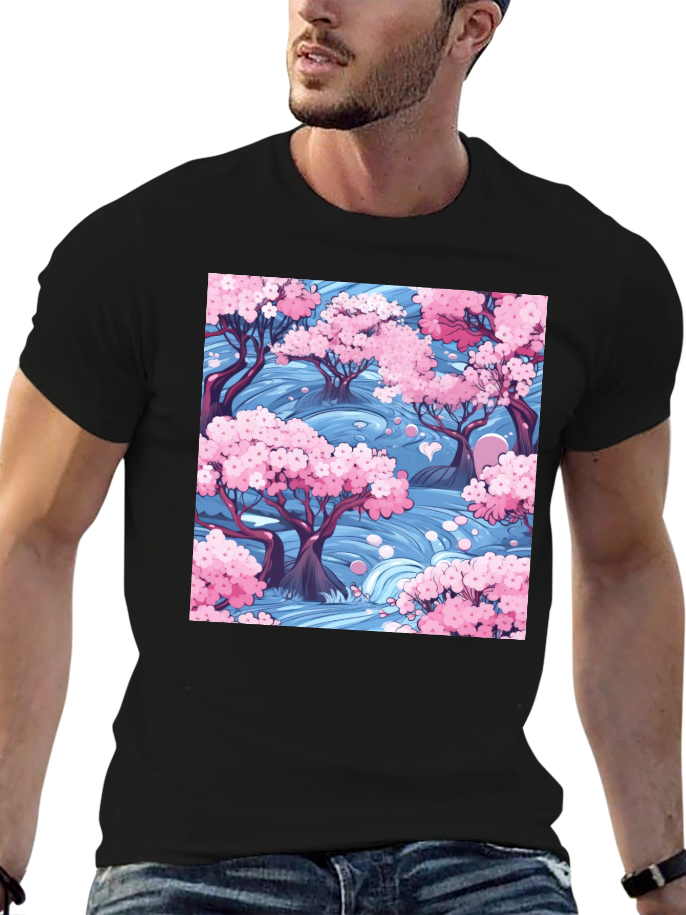 Sakura River Graphic Tee - Nature Inspired Design