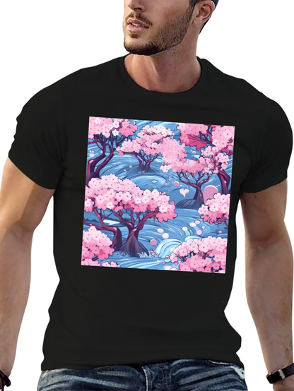Sakura River Graphic Tee - Nature Inspired Design