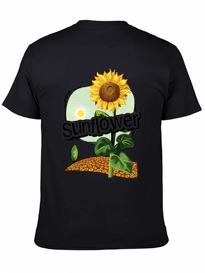 Sunflower Graphic Print T-Shirt - Black Cotton Tee