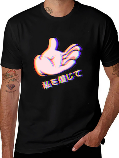 Cartoon Hand Graphic Black Tee - Trust Me Design
