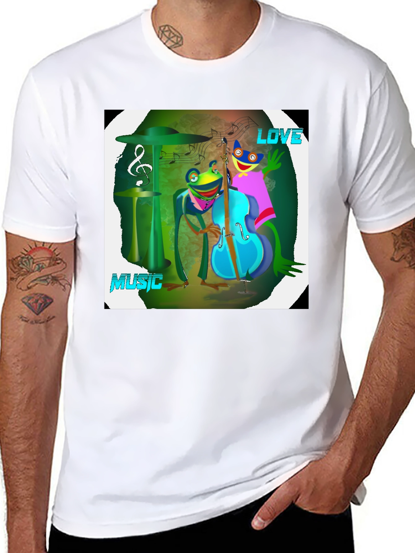 Musical Frogs Graphic Tee - Love & Music Shirt