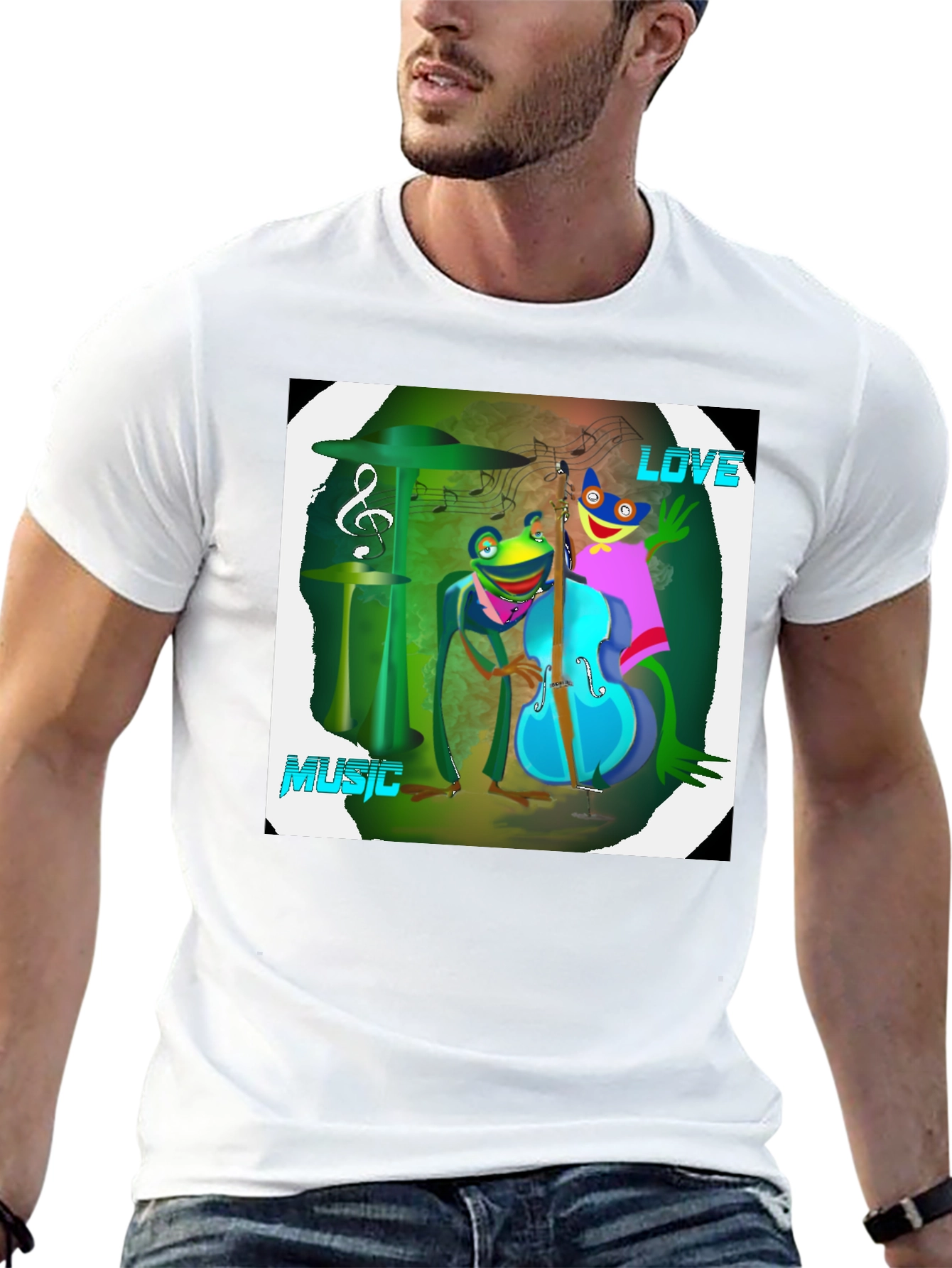 Musical Frogs Graphic Tee - Love & Music Shirt