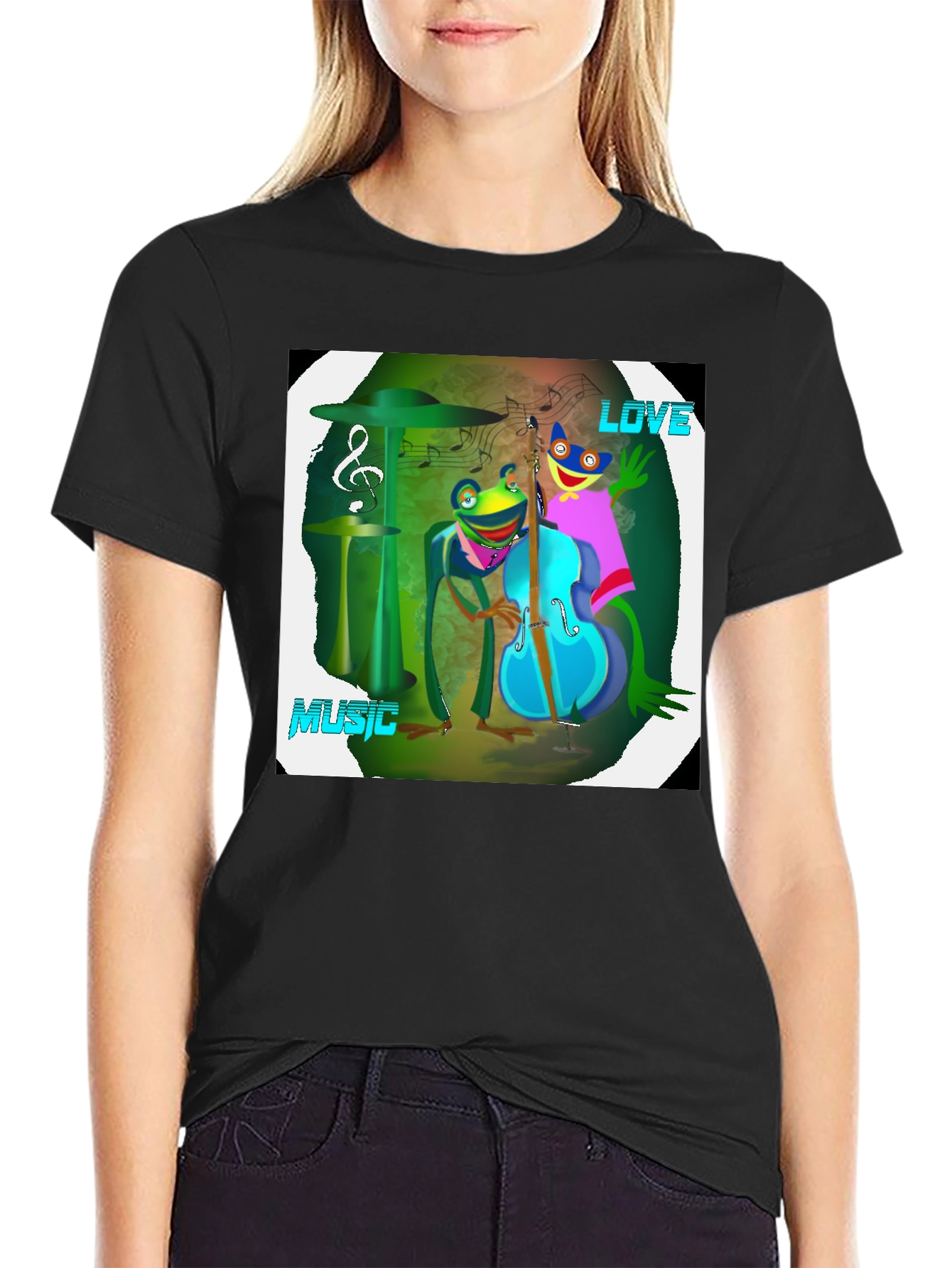Musical Frogs Graphic Tee - Love & Music Shirt